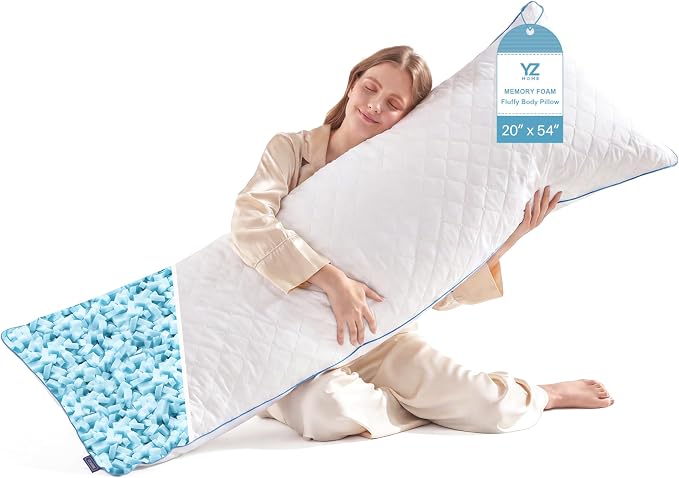 YZ HOME Long Body Pillow for Adults, Firm Body Pillow Shredded Memory Foam | by YZHOME