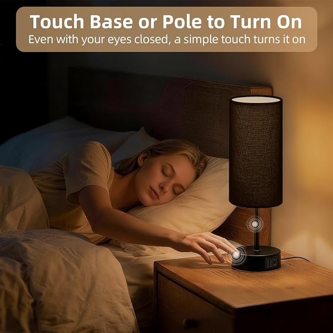 Table Lamp for Nightstand, High-Sensitivity Touch, 3-Level Dimmable Bedside Lamp - Image 4
