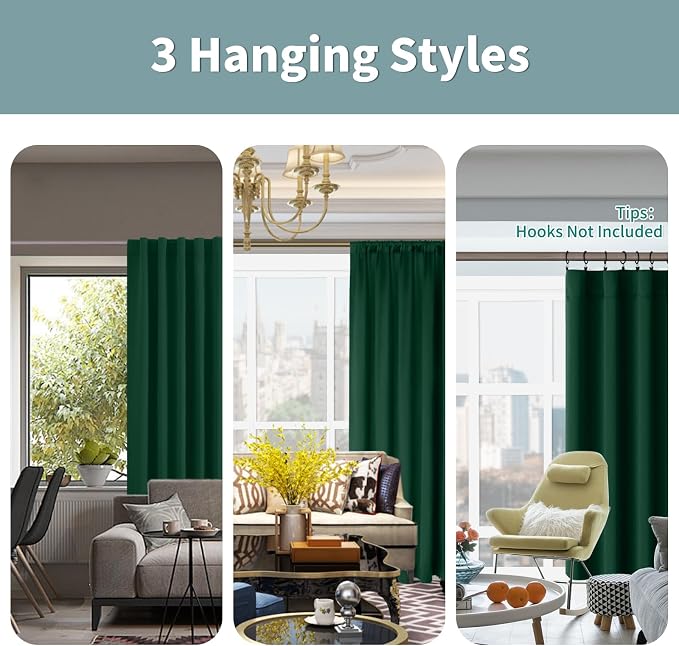 BGment 100% Thermal Insulated Blackout Curtains 63 Inches Long - Image 3