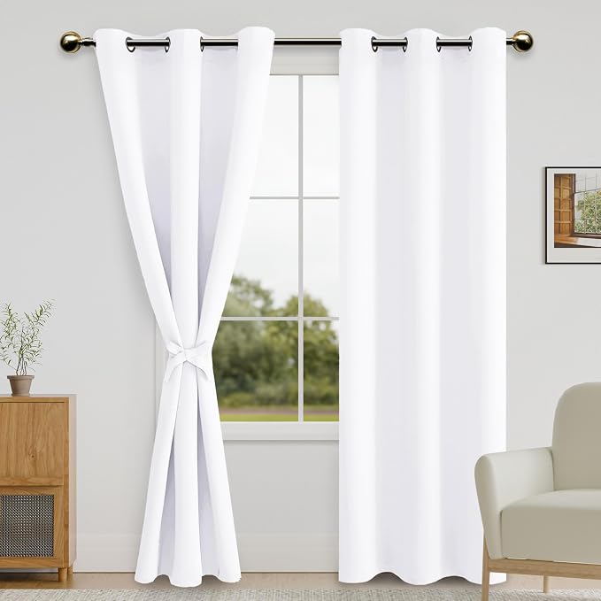 DWCN White Room Darkening Curtains 84 inch Long by DWCN