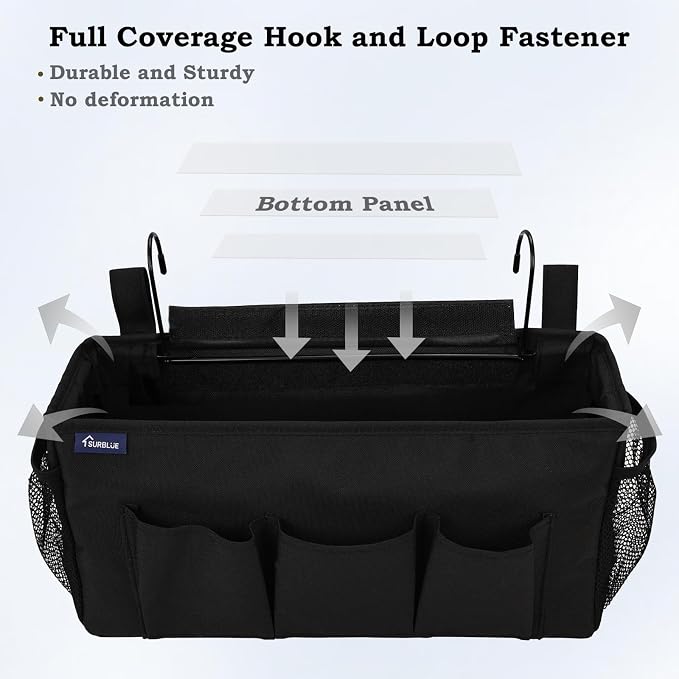 Surblue Bedside Organizer with Hook Bedside Caddy Hanging Storage Bag with - Image 4