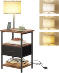 Fixwal Nightstand with Lights Bedside Table with 3 Color Temperatures Bulb by Fixwal