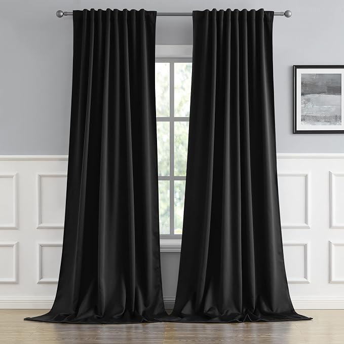 Black out Curtain Drapes 108 Inch Length, 52x108 Inch, 2 Panels | 9 FT Long by DUALIFE