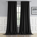 Black Blackout Curtains 102 Inches Long 2 Panels, Back Tab & Rod Pocket Thermal by DUALIFE
