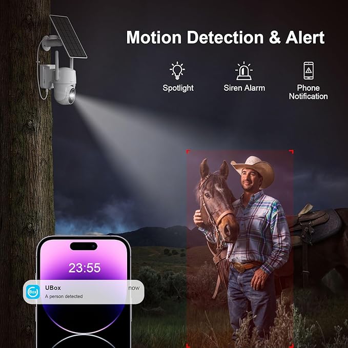 HOSAFE.COM 4G LTE Cellular Security Camera Outdoor, No WiFi Security Camera Outside, Wireless Security Cameras Outdoor Solar Powered, 360 Ptz, Human Sensor, 2K HD, 2-Way Talk, IP66, 2 Pack
