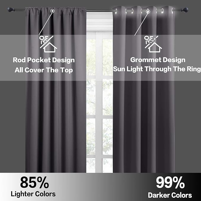 RYB HOME Blackout Curtains for Bedroom Living Room Nursery 72 inches Long | - Image 5