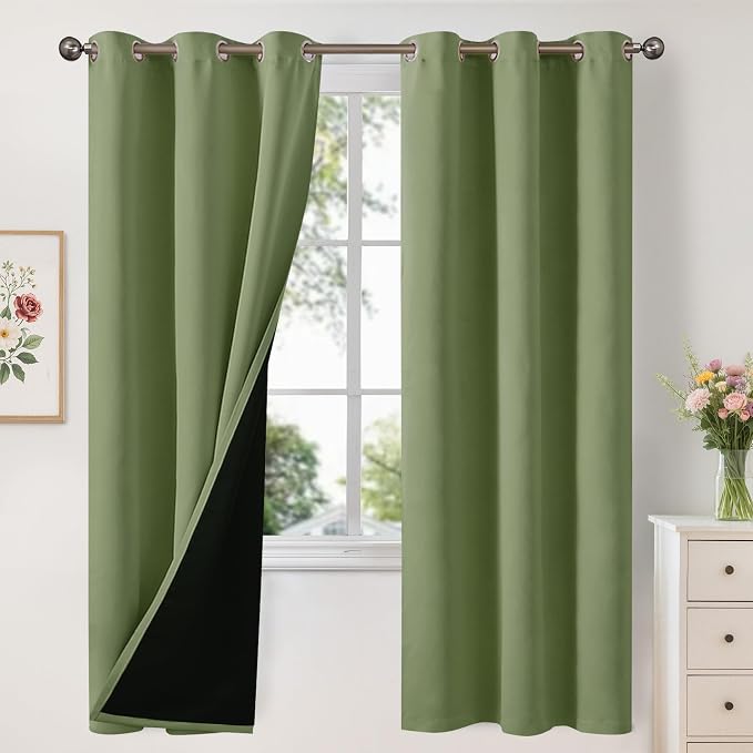 YoungsTex 100% Blackout Curtains 72 Inch Length 2 Panels, Room Darkening Drapes by YoungsTex