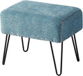 Home Soft Things Blue Jacquard Chenille Ottoman, Babati-Turquoise, Fuzzy Entry by HomeSoftThings