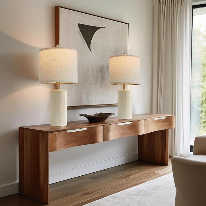 G-SAFAVA 20.25'' Ceramic Table Lamps Set of 2 Small Farmhouse Bedside lamp - Image 9