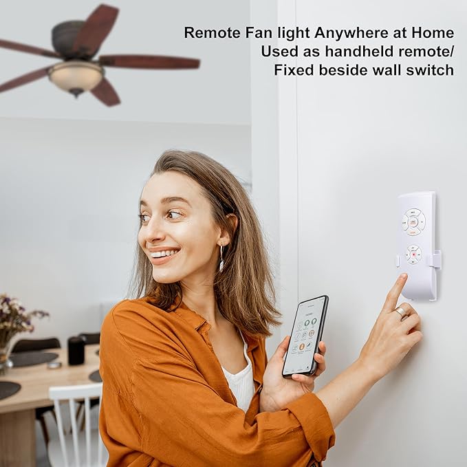 LPHUMEX Ceiling Fan Light Remote Control Kit with Ultra-Small Receiver – Ceiling Fan Speed, Timer & Light Control, Universal Compatibility for AC Motor Hunter/Honeywell/Hampton Bay/Other Ceiling Fans