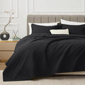 EXQ Home Quilt Set Queen Size Summer Squares Pattern Black Bedspread | Bedding by EXQHomeTexitleCoLtd