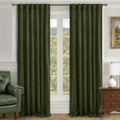 LAMIT Olive Green Velvet Curtains 84 Inch for Living Room, Luxury Thermal Insulated Blackout Curtains Room Darkening Back Tab and Rod Pocket Window Drapes for Bedroom, 2 Panels, 52 x 84 Inch