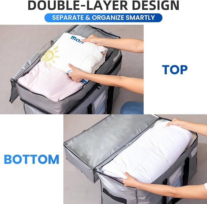 TAILI 2 Tier Moving Bags, 2 Pack Silver Storage Bags - Image 6