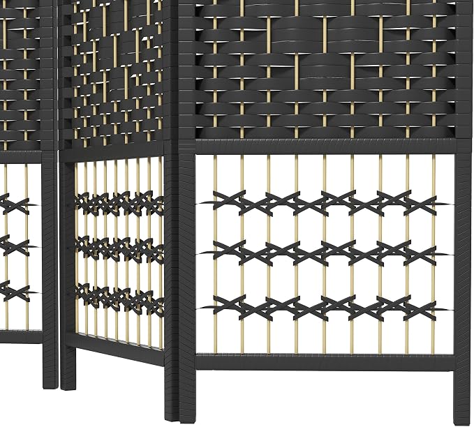HOMCOM 6 Panel Room Divider, Folding Privacy Screen, Wave Fiber Freestanding - Image 9