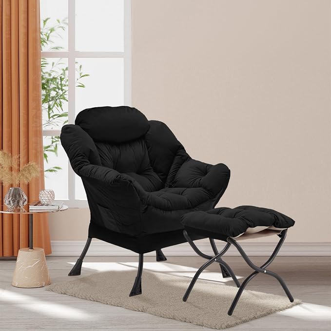 Youtanic Lazy Chair with Folding Ottoman, Accent Chair Velvet Upholstered with - Image 2