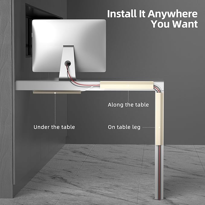 YECAYE Cable Management Under Desk, 94.2 in, Cord Hider, Cord Organizer - Image 3