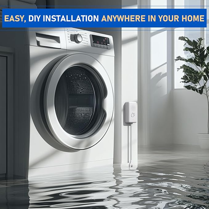 BSEED WiFi Water Leak Detector 5 Pack, Smart Water Sensor with Cable, 85dB Audio/App/SMS/Email Alarm, Rapid Leak Detection for Home, Kitchen, Bathroom, Basement, IP65 Waterproof, No Hub Required