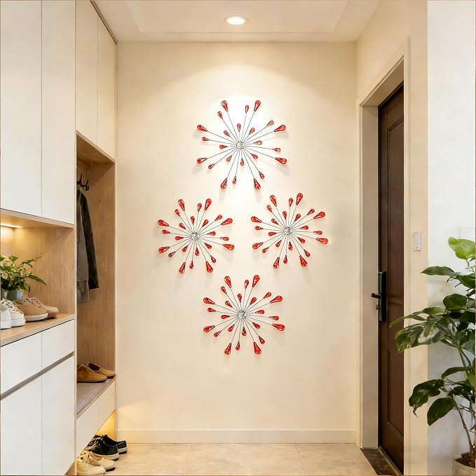 ZEXUIRU 4 Set Silver Starburst Wall Art - Image 5