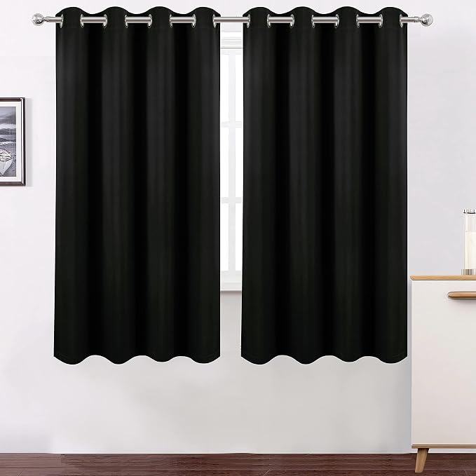 100% Blackout Curtains 52 x 63 Inch/Black Curtains 2 Panels - Image 2
