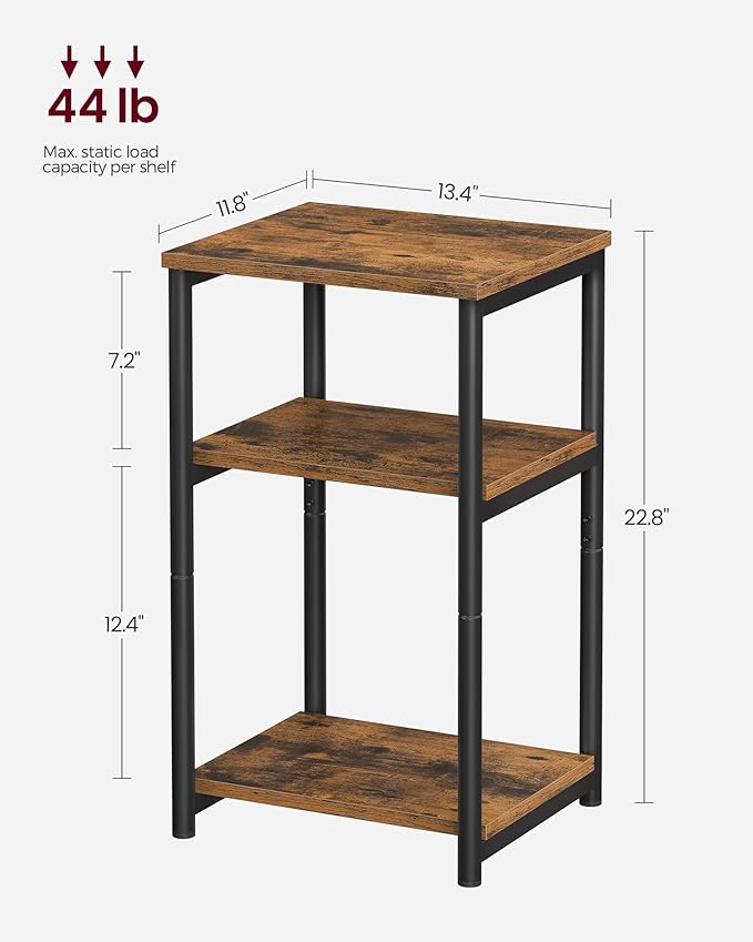 VASAGLE Side Table, Small End Table, Tall Nightstand, Steel Frame | - Image 3
