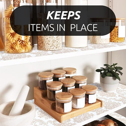 RAY STAR 18X96 Inch Shelf Liner for Kitchen Cabinets, Non-Adhesive Cabinet Liner Washable, PVC Drawer Liner for Dresser Non-Slip Bathroom (Yellow Pattern)(4 Roll)