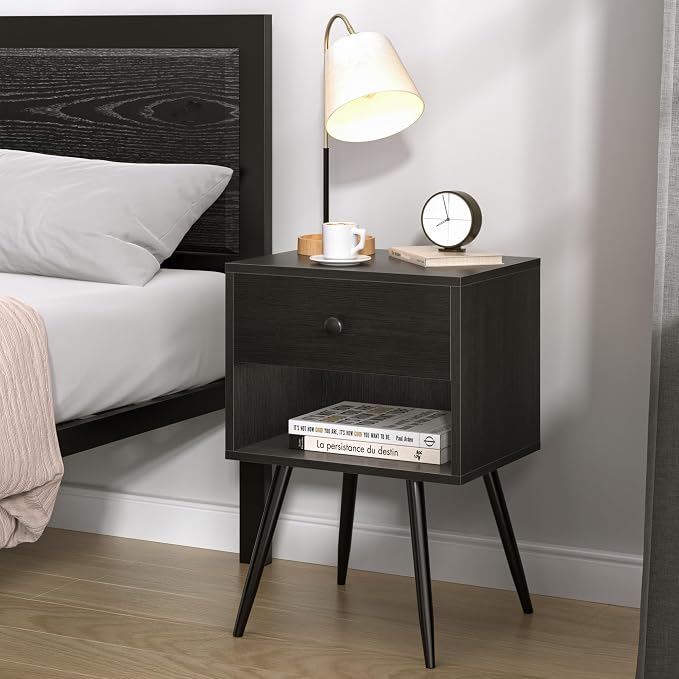 VECELO Nightstands Set of 2, Mid Century Modern End Bedside Table, Night Stand - Image 7