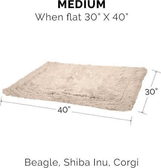 Furhaven Waterproof Throw Blanket for Dogs & Indoor Cats, Washable - Shaggy Plush Calming Long Faux Fur & Velvet Dog Blanket - Taupe, Medium