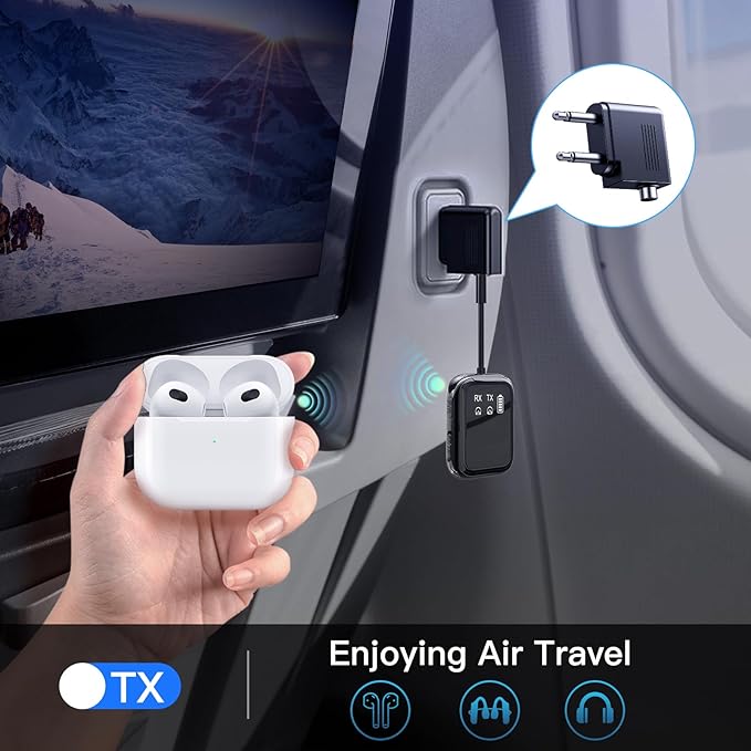 Bluetooth 5.4 Transmitter Receiver, Low-Latency for Gaming/TV/PC/Gym,2-in-1 Dual Mode for 2 Devices,Ideal for Airplane Travel, aptX Adaptive HD Audio, Wear-Resistant Ultra-Ceramic