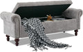 SOFTHION 58.1" Storage Bench for Bedroom, Chenille Upholstered, Light Grey | by SofthionDesign
