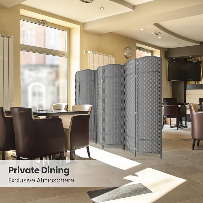 6 Panel Folding Room Divider, Woven Privacy Screen, handcrafted diamond pattern - Image 6