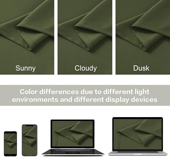 Olive Dark Green Curtains 92 Length 2 Panels, 52 by 92 Inches Long - Image 6