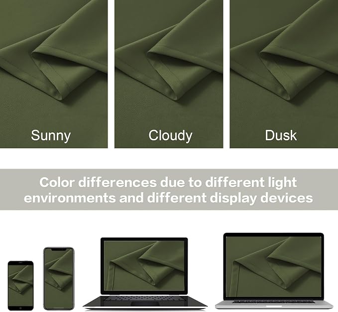 Olive Dark Green Curtains 84 Length 2 Panels, 52 by 84 Inches Long - Image 6