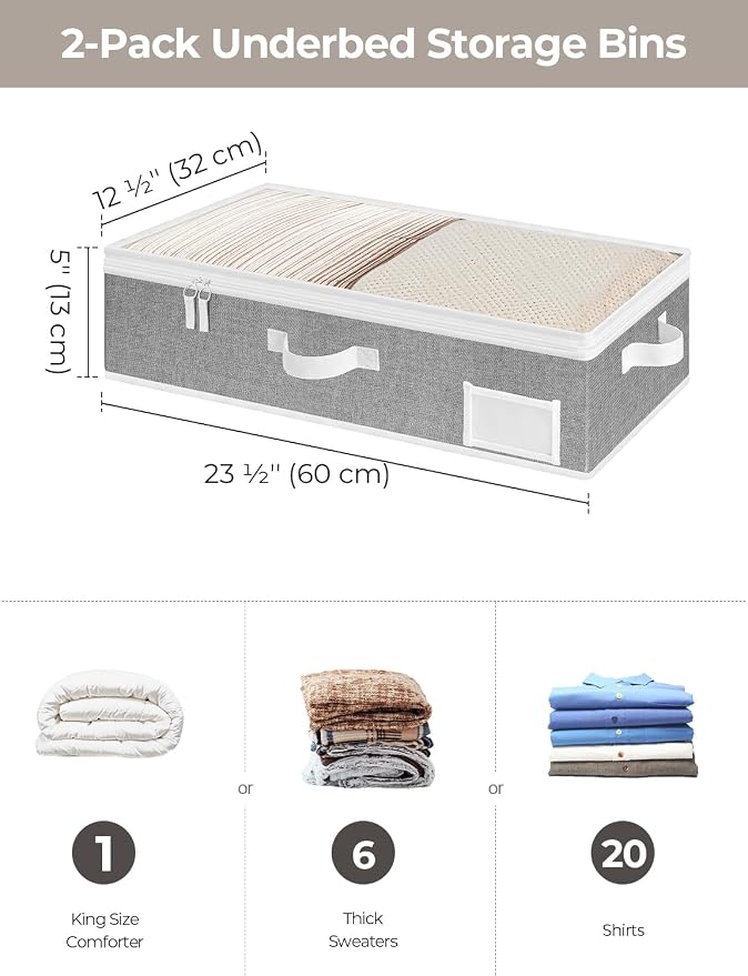 StorageWorks 5 Inch Low Profile Under Bed Storage Containers - Image 2