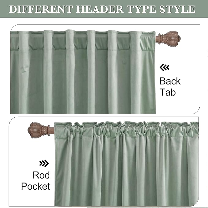 RYB HOME Auqa Velvet Curtains 90 inches - Image 2