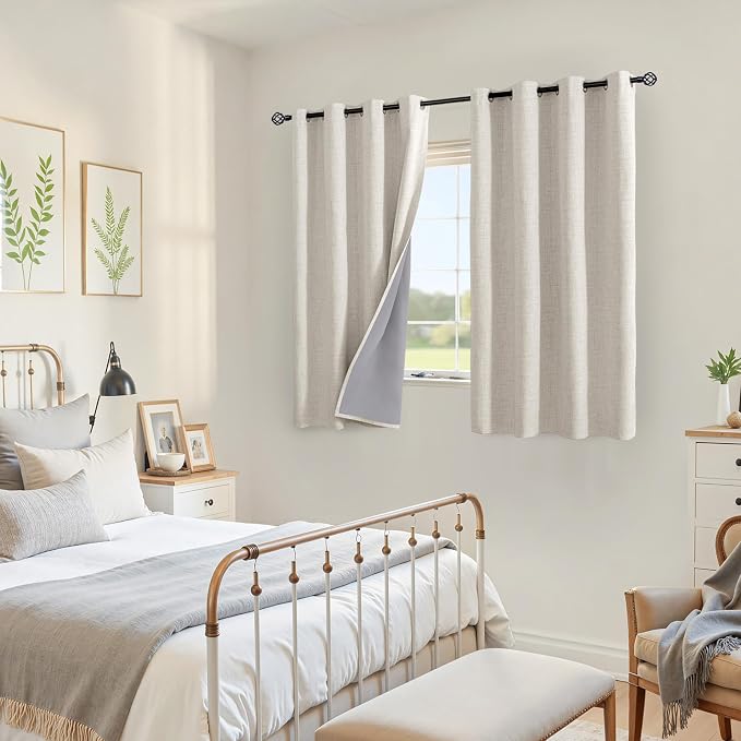 YoungsTex Linen Blackout Curtains 45 Inch Length - Image 3