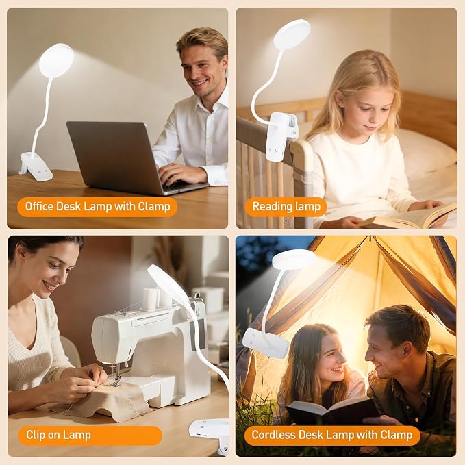 Cordless Rechargeable Clip On Desk Lamp Thick Flexible 360° Gooseneck | 450 - Image 8