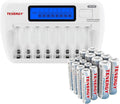 Tenergy Batteries and Charger Bundle, TN162 8-Bay Smart LCD AA/AAA NiMH/NiCd Charger + 8xAA and 8xAAA Premium NiMH Rechargeable Batteries…