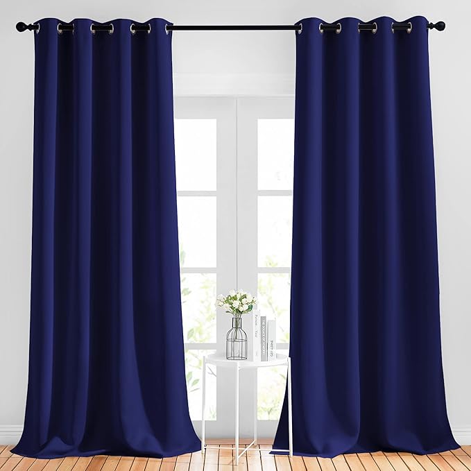 NICETOWN Navy Blue Bedroom Blackout 90 inch Curtains by NICETOWN