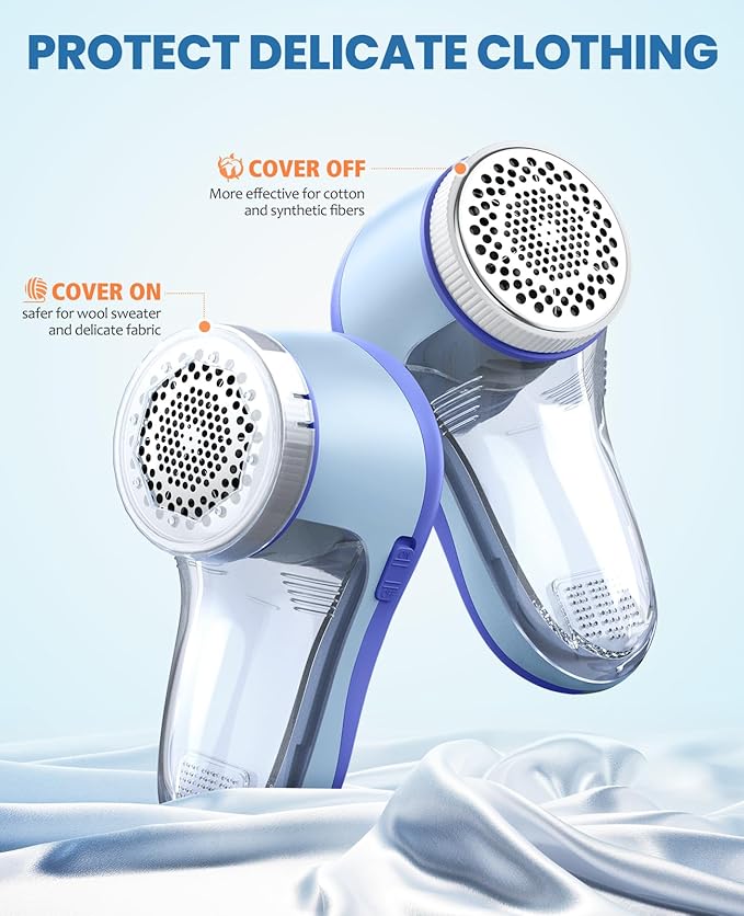 POPCHOSE Fabric Shaver, Lint Remover for Clothes, Electric Lint Shaver with 6-Leaf Blades, Sweater Shavers to Remove Pilling for Clothing, Couch, Furniture, Fuzz, Lint Ball, Bobbles, Bluish-Purple