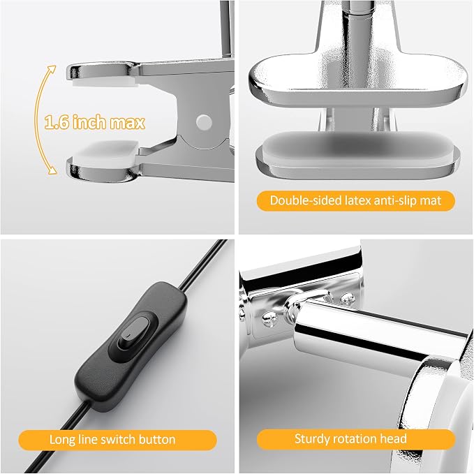 LED Clamp Light, 5W Super Bright Desk Lamp, 330° Rotation Small Lamp - Image 4