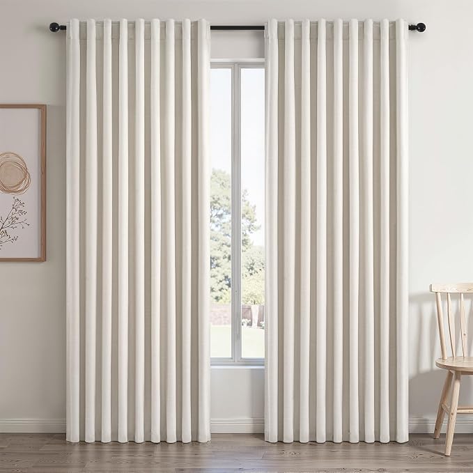 60 Inches Extra Wide Natural Linen Blackout Curtains 84 Inch Length by Topfinel