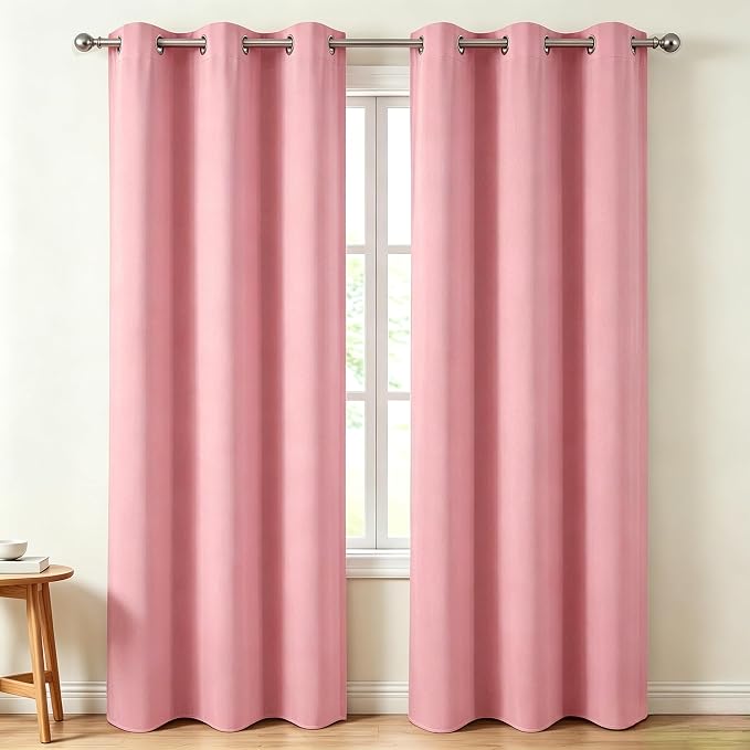 Diraysid Pink Grommet Blackout Curtains by Diraysid%2C+refresh+your+life