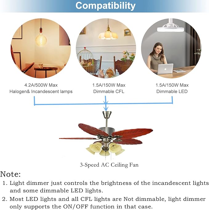 Hampton Bay Ceiling Fan Remote UC7078T with Up and Down Light Replacement UC7078T CHQ7078T Fan-HD HD5 HD6 L3H2010FANHD L3H2014FANHD (Remote Only)