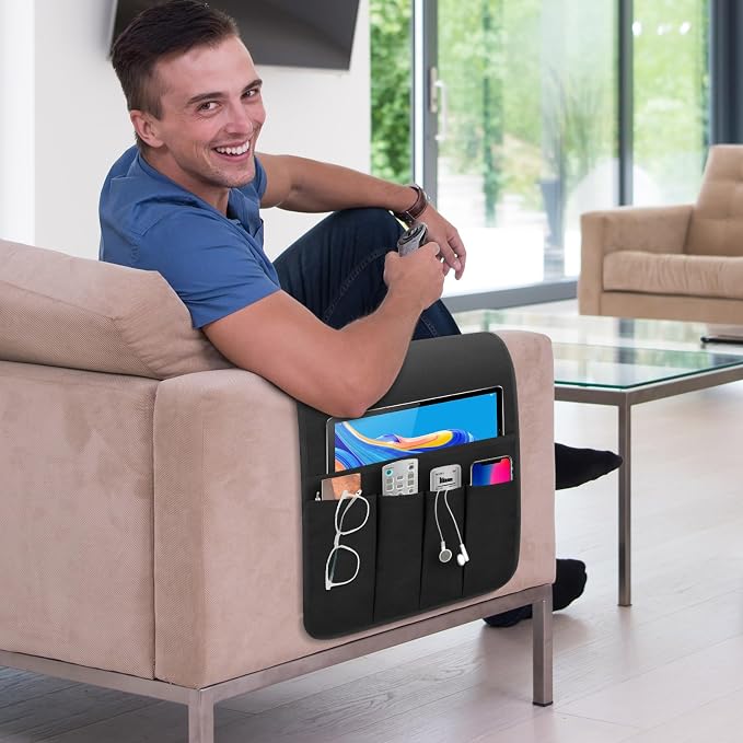 Remote Control Holder for Armchair Caddy，TV Remote Holder Over Chair Arm | - Image 2