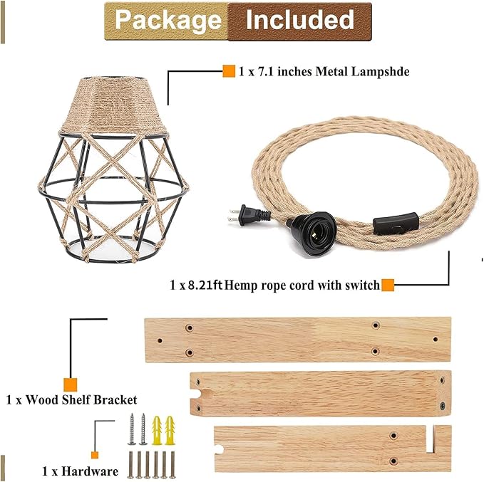 Frideko Plug in Wall Sconce Boho Farmhouse Hanging Wall Lamp - Image 4