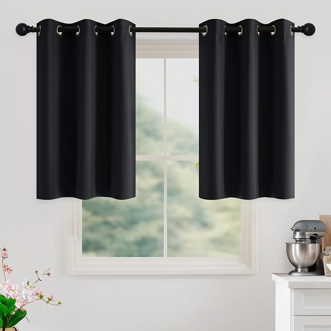 NICETOWN 100% Black Out Curtains 36 Inches Long 2 Panels by NICETOWN
