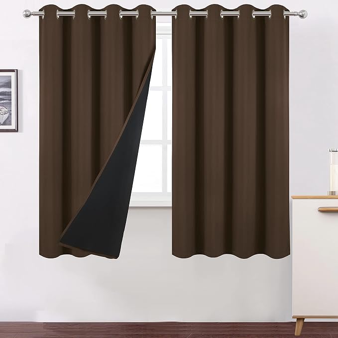 100% Blackout Curtains 52 x 72 Inch/Chocolate Brown Curtains 2 Panels by Lemomo