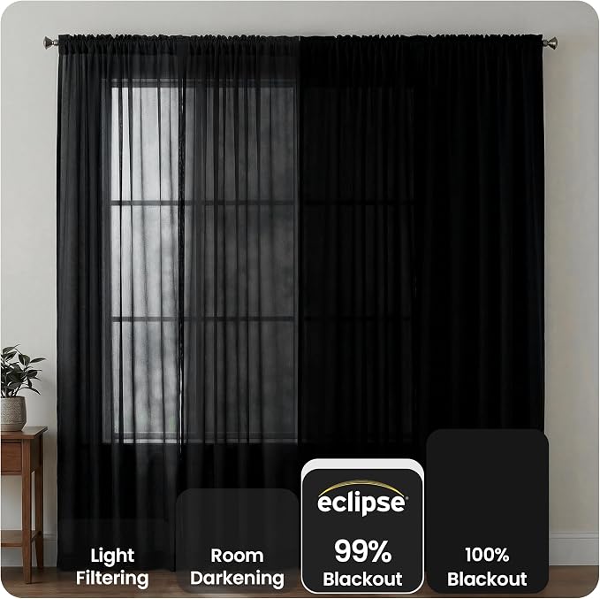 Eclipse Kendall Textured Blackout Rod Pocket Curtain - Image 6