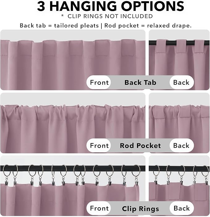 Deconovo Blackout Curtains for Bedroom, Living Room Curtains 63 Inches Long | - Image 2