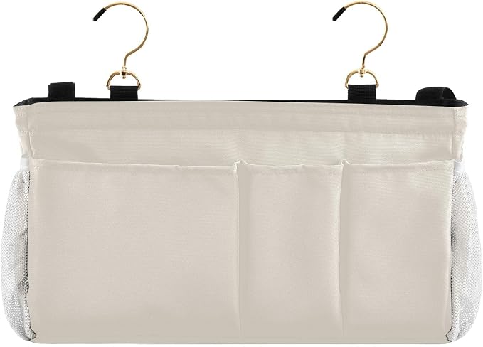 DOMIKING Beige Bedside Caddy for Dorm Bed Recliner Armrest Organizer - Image 2